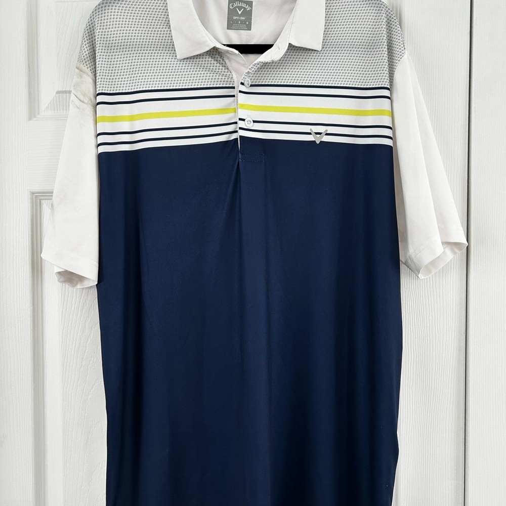 Callaway Men's Navy, White, and Yellow Polo Shirt